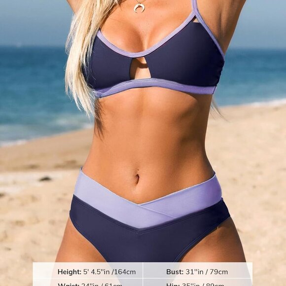 Brand New Bikini Set for Women Large Purple Blue V Cut Swimwear - Picture 4 of 6